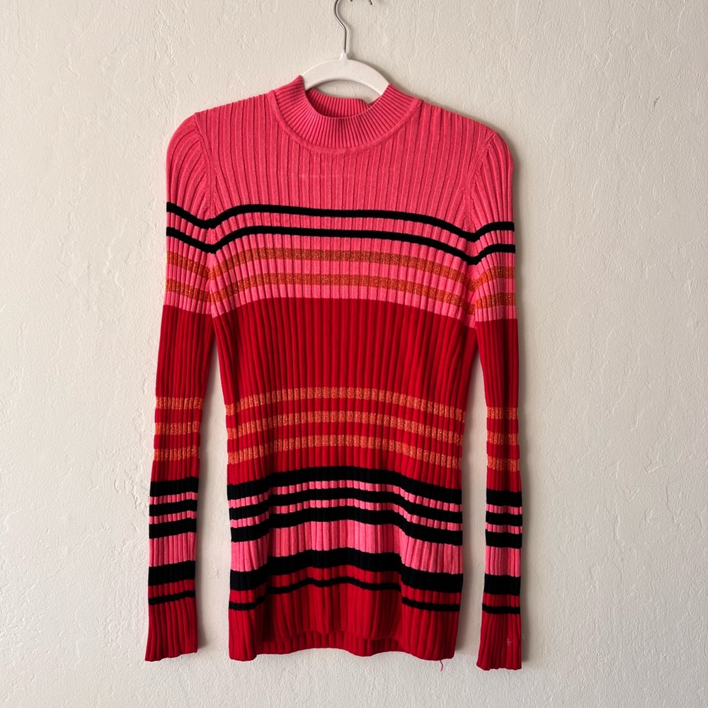Striped Pink and Red Women's Sweater